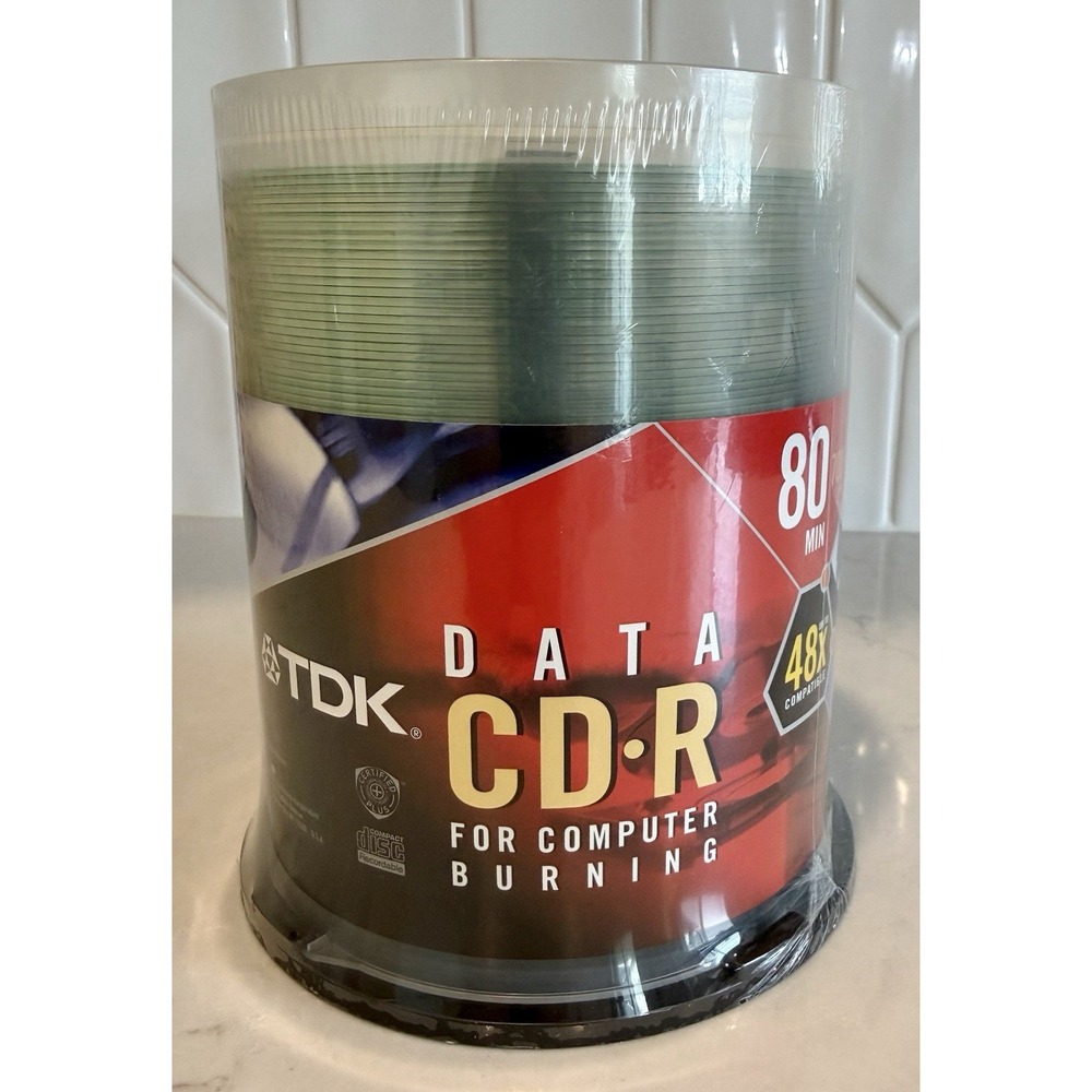 TDK Data CD-R Computer Burning 80min 700MB 100pk 48x Compatible Writable Surface